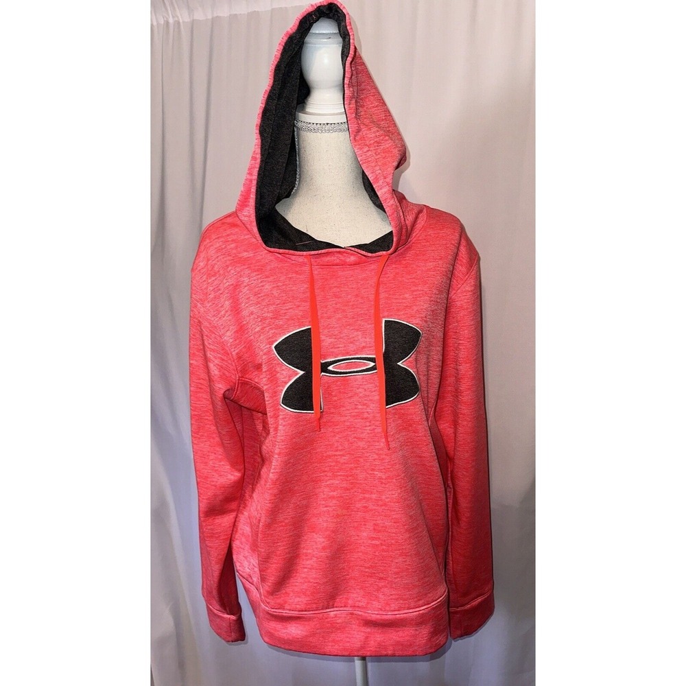 Under Armour Hoodie Women Size L Drawstring Logo Kangaroo Pockets 100% Polyester